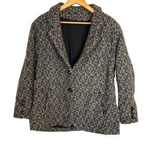 *Vintage* 80s Cassidy 100% Wool Blazer Jacket Black with hints of color PL